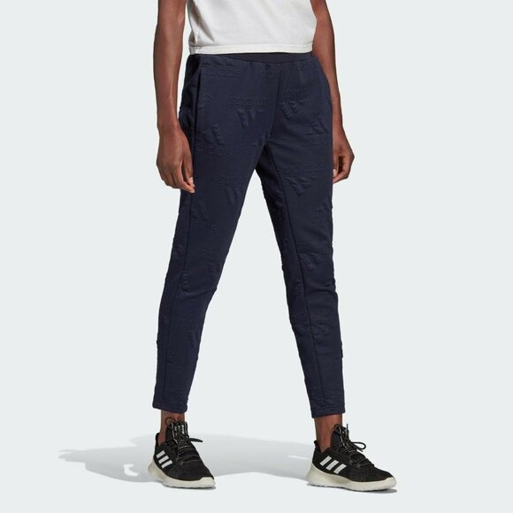 adidas AEROREADY Jacquard Allover Logo Sweatpants - Picture 3 of 10